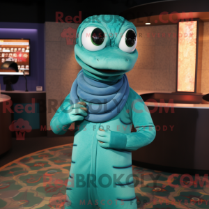 Teal Snake mascot costume...