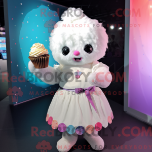 Hvid Cupcake maskot kostume...