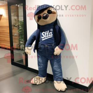 Navy Sloth maskotdraktfigur...