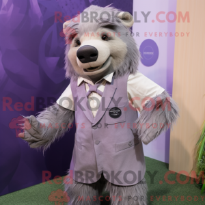 Lavendel Sloth Bear maskot...