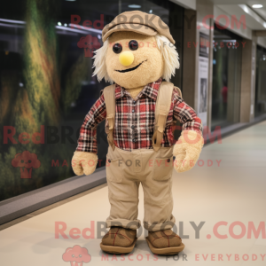Beige Scarecrow mascot...