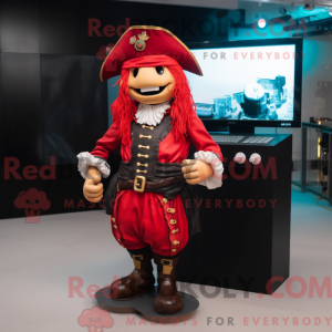 Röd piratmaskotdraktfigur...