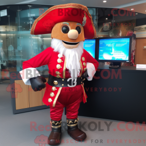 Rød Pirat maskot kostume...