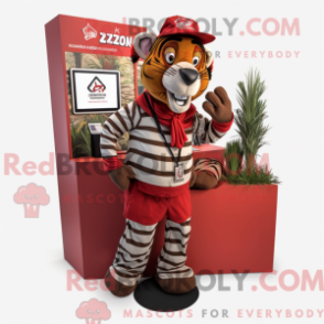 Fantasia de mascote Red Zebra com bermuda cargo e brincos - Mascotes zebra - REBROKO_222460 - RedBrokoly.com