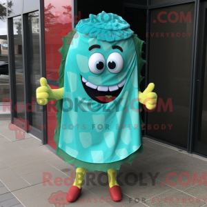 Turquoise Hamburger mascot...