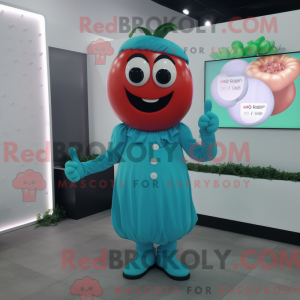 Cyan Tomato maskot drakt...