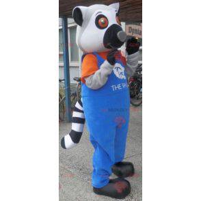 Riesiges schwarz-weiß graues Lemur-Maskottchen - Redbrokoly.com