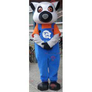Riesiges schwarz-weiß graues Lemur-Maskottchen - Redbrokoly.com