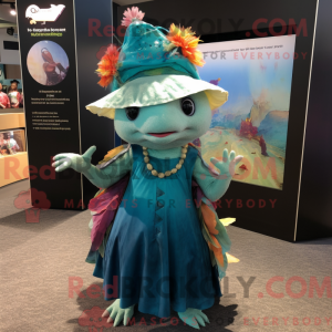 Blågrønn Axolotls máscara...