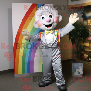 Sølv regnbue maskot kostume...