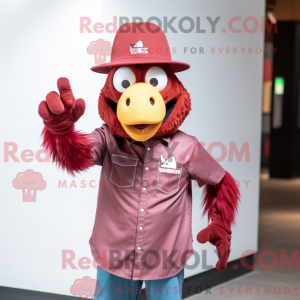 Maroon kylling maskot...