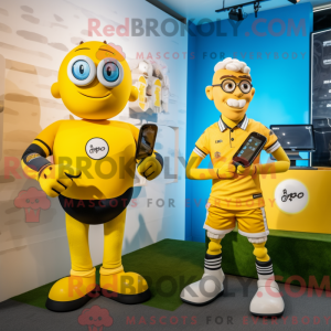 Yellow Rugby Ball mascot...