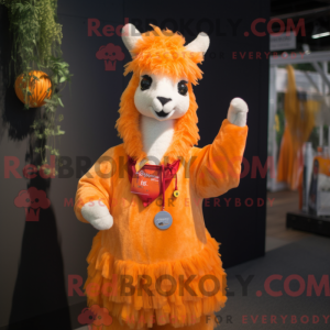 Orange lama maskot kostume...