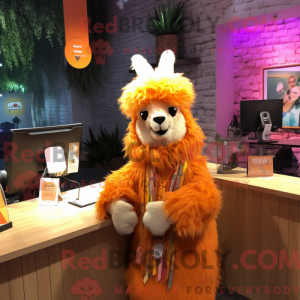 Orange Llama mascot costume...