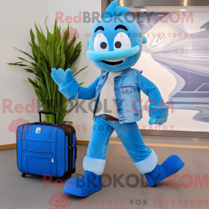 Blåt par skøjter maskot...