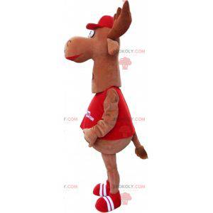 Mascotte reusachtige eland kariboe gekleed in rood -