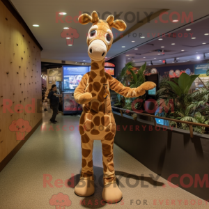 Tan giraffe mascottekostuum...