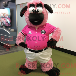 Pink Suffolk Sheep mascot...