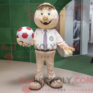 Beige fotbollsmaskot kostym...