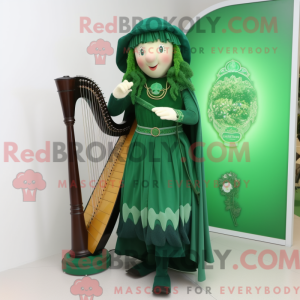 Grøn Celtic Harpe maskot...