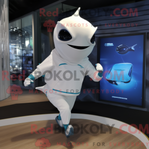 Hvid Manta Ray maskot...