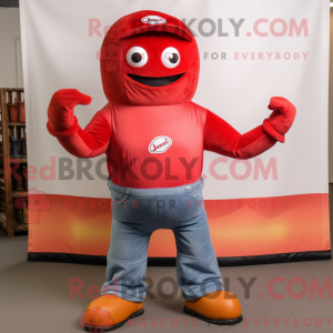 Rotes Maskottchenkostüm mit...