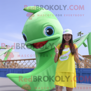 Limegrøn delfin maskot...