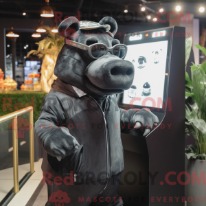 Mascotte d hippopotame noir...