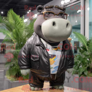 Sort Hippopotamus maskot...