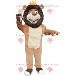 Black beige and white lion mascot with a crown - Redbrokoly.com