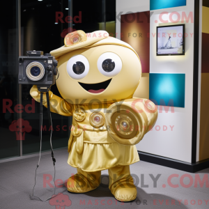 Guld kamera maskot kostume...