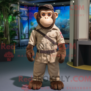 Tan sjimpanse maskot drakt...