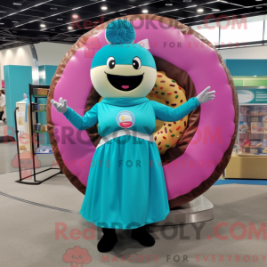 Turquoise Donut mascot...