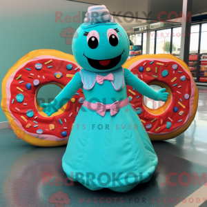 Turquoise Donut mascot...