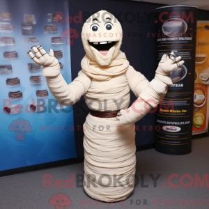 Cream Mummy mascot costume...