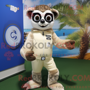 Beige Lemur mascot costume...