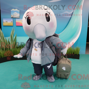 Gray Narwhal mascot costume...