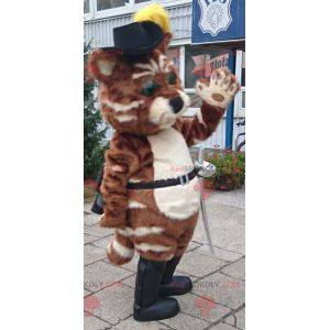 Mascotte du chat botté avec un chapeau et des bottes -