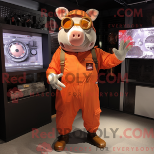 Rust Pig mascot costume...