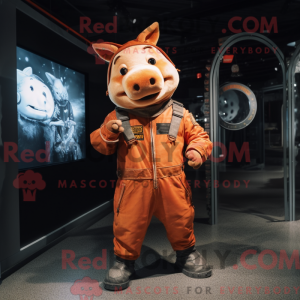 Rust Pig mascot costume...