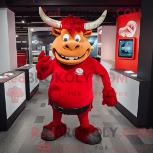 Red Minotaur mascot costume...