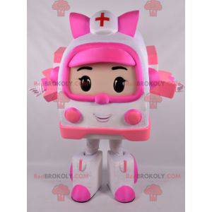 Vit och rosa ambulansmaskot Transformers sätt - Redbrokoly.com