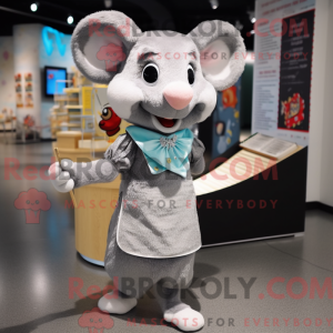 Silver Mouse mascot costume...