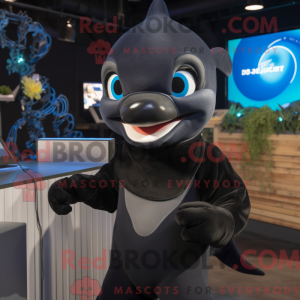 Sort delfin maskot kostume...