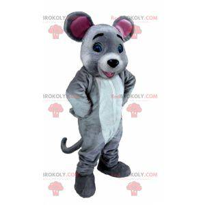 Giant white and pink gray mouse mascot - Redbrokoly.com