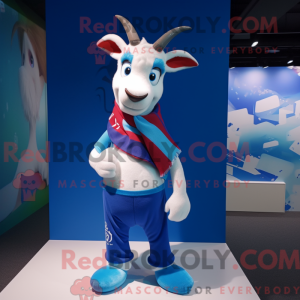 Blå ged maskot kostume...