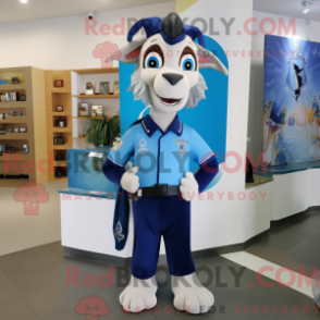 Preço de máscara de beleza azul com poloskjorte e skjerf - Mascotes Boer Goat - REBROKO_223353 - RedBrokoly.com
