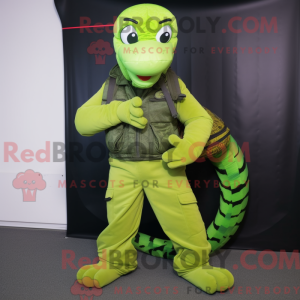 Lime Green Anaconda mascot...
