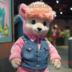 Pink Alpaca maskot kostume...