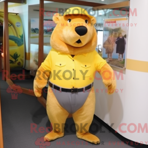 Gul Capybara maskot kostume...